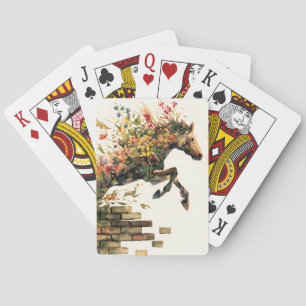 Nature Botanical Floral Horse Jumping Playing Cards