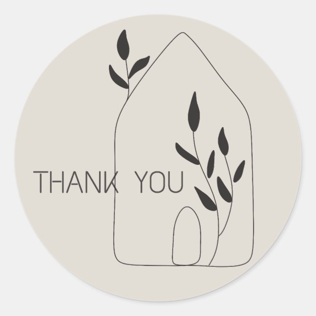 Nature,Botanical,Minimalist,Earthy Thank you NS94 Classic Round Sticker (Front)