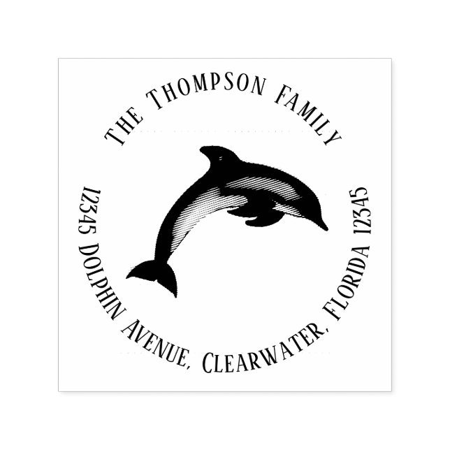 Nature Botanical Return Address Dolphin Self-inking Stamp (Design)