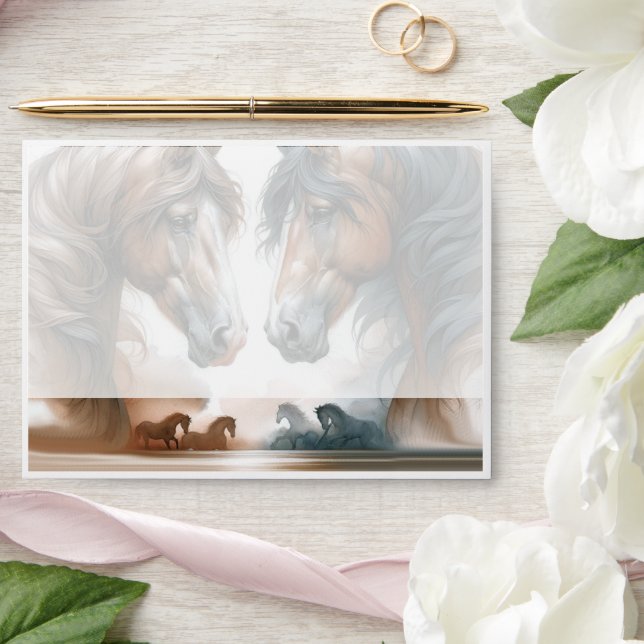 Nature Brown Horses Enveloppe Mariage (Wedding)
