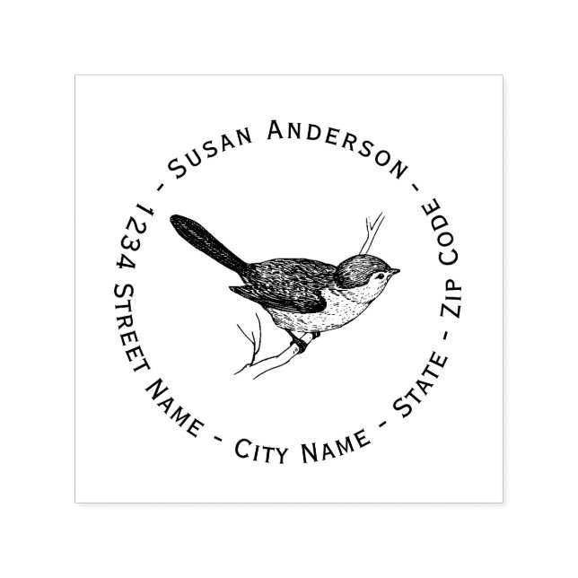 Nature - Bushtit Return Address Self-inking Stamp (Design)
