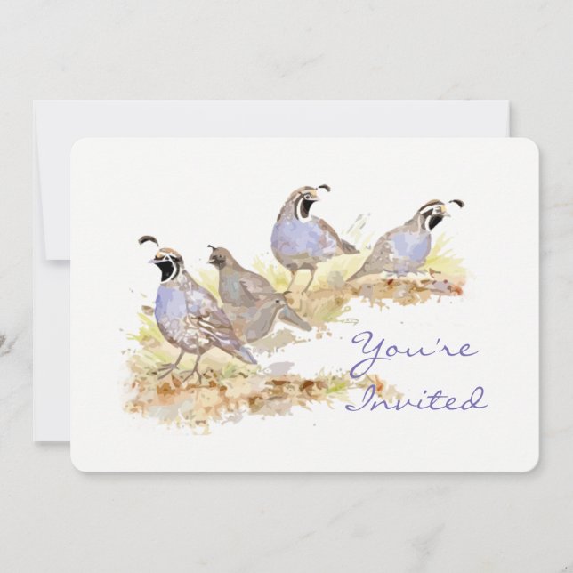Nature California Quail Bird Birthday Party Invitation (Front)