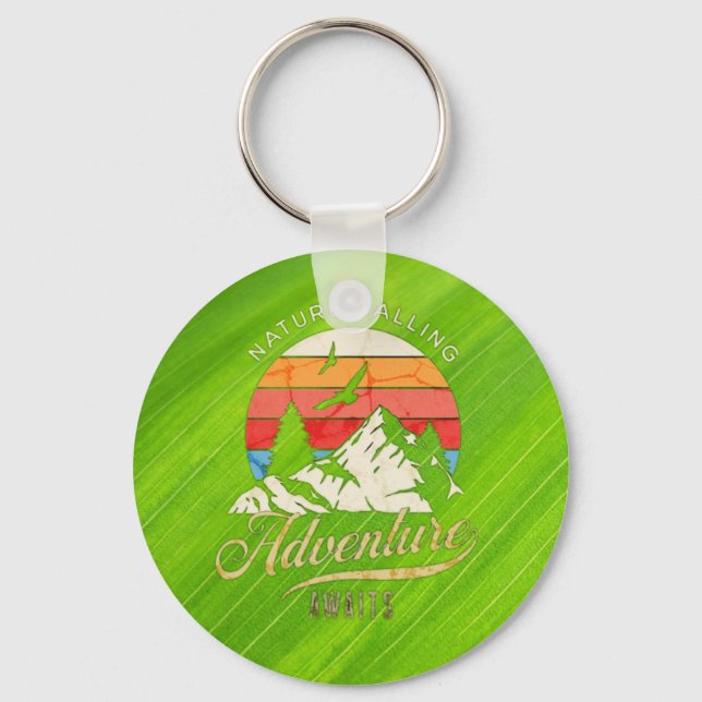 Nature Calling | Mountain Adventure Awaits  Keychain (Front)