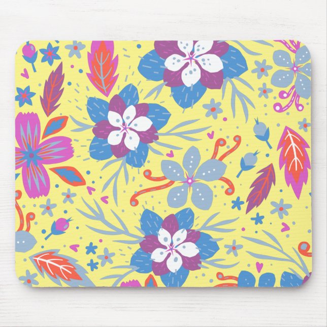 Nature Colourful Flowers Vintage  Mouse Pad (Front)