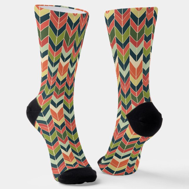 Nature Colours Chevron Pattern Socks (Angled)