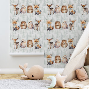 nature cute baby animals forest watercolor wallpaper