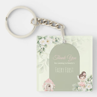 Nature Cute Flower Fairy 1st Birthday Keychain