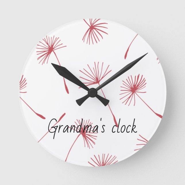 Nature - Dandelions in fuschia Clock. Customize Round Clock (Front)