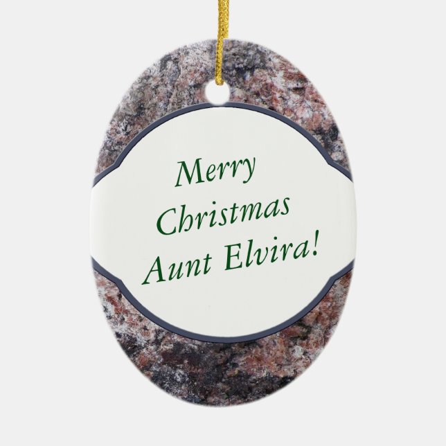 Nature Decorative Pink Rock Text Greeting 2 Sides Ceramic Ornament (Front)