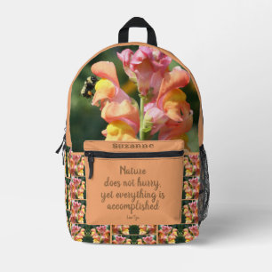 Nature Does Not Hurry Inspirational Quote Printed Backpack