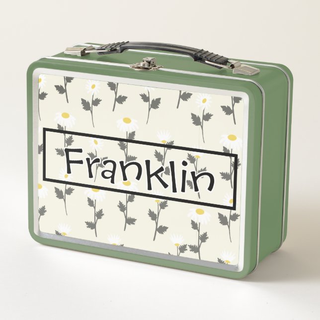 Nature Drawing I Custom Name Metal Lunch Box (Front)