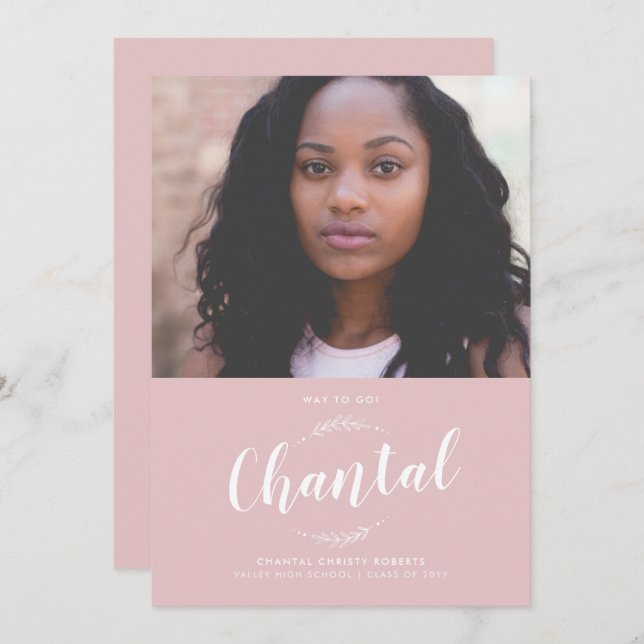 Nature Dusty Rose Graduation Invitation (Front/Back)