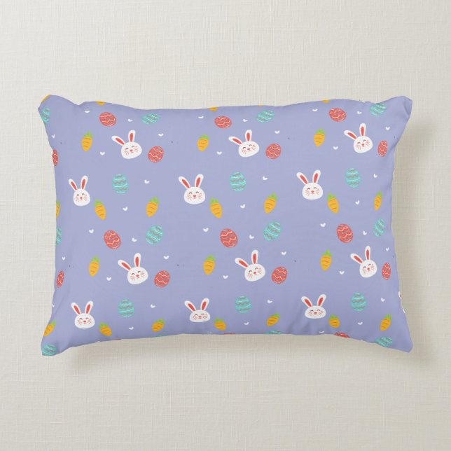 Nature Easter Bunnies Floral Pattern Egg Hunt Love Accent Pillow (Front)