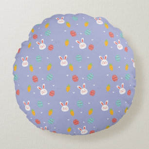Nature Easter Bunnies Floral Pattern Egg Hunt Love Round Pillow