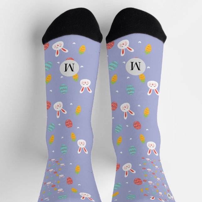 Nature Easter Bunnies Floral Pattern Egg Hunt Love Socks (Top)