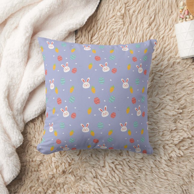 Nature Easter Bunnies Floral Pattern Egg Hunt Love Throw Pillow (Blanket)