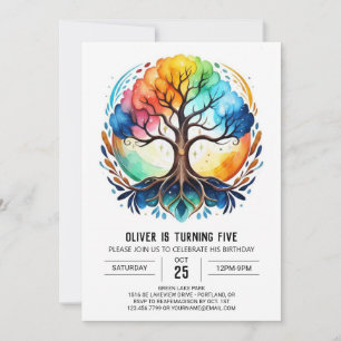 Nature Editable Tree of Life Birthday Invitation