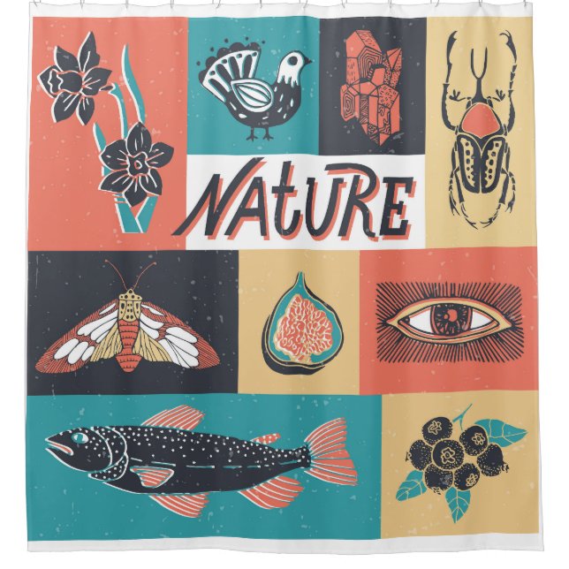Nature Elements, Retro Style Icons. (Front)