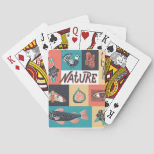 Nature Elements, Retro Style Icons. Playing Cards