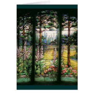 Nature en verre souillé de Nouveau Tiffany d'art