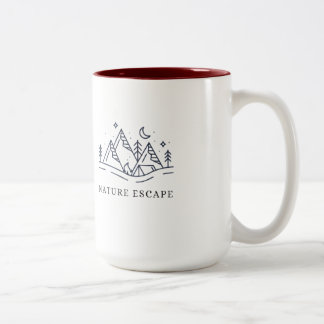 Nature Escape Camping Illustration Two-Tone Coffee Mug