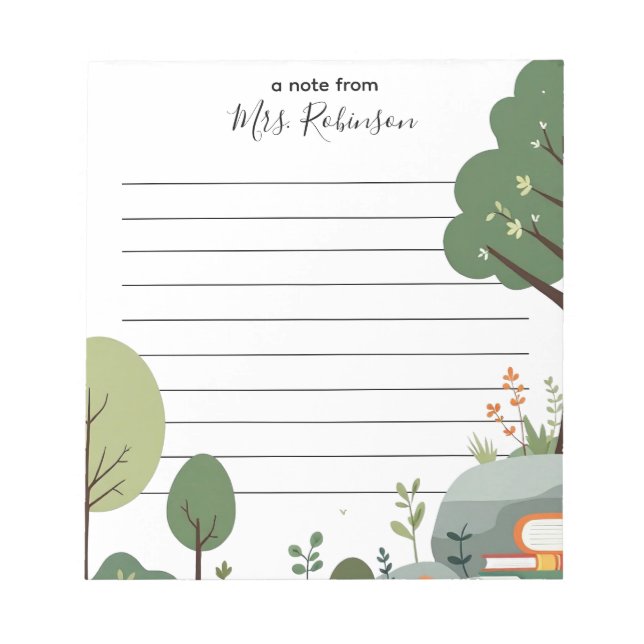 Nature et livres Bloc-notes pour enseignants perso (Devant)