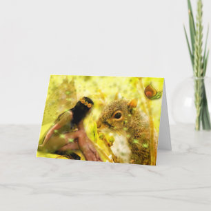 Nature Fairy Note Card - Squirrel and Fairy