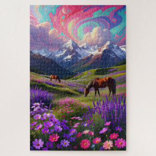 Nature Fantastique Vibrante - Puzzle de Style Pein