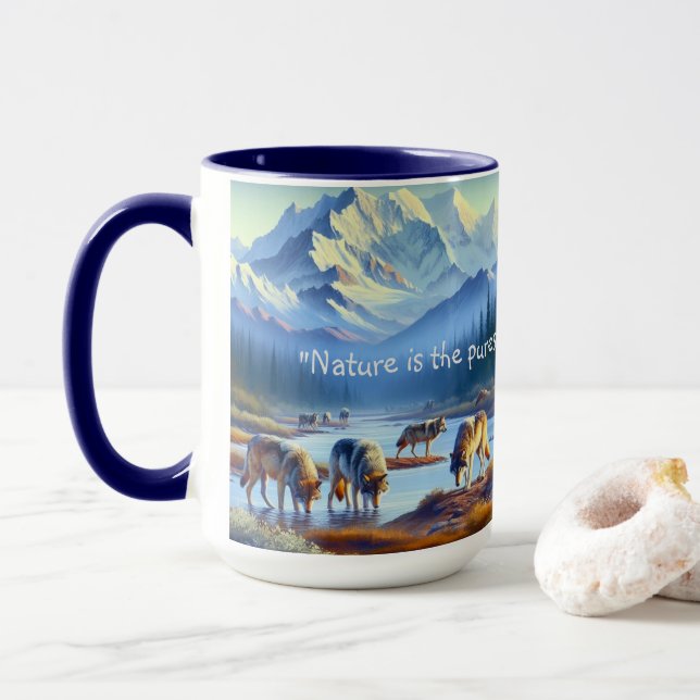 Nature faunique Loups Denali Park Café Mug (Avec donut)