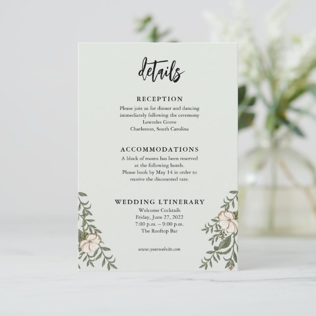 Nature Flower Wedding Invitation Enclosure cards (Standing Front)