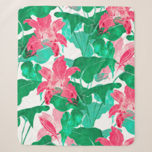 nature flowers and leaves colorful seamless patter sherpa blanket