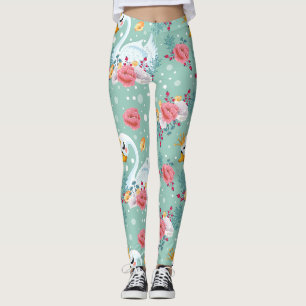 Nature Flowers Swan Leggings