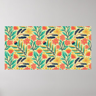nature foliage and flower seamless pattern. nature poster