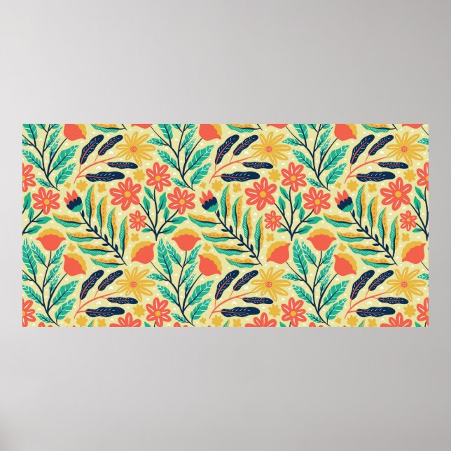 nature foliage and flower seamless pattern. nature poster (Front)