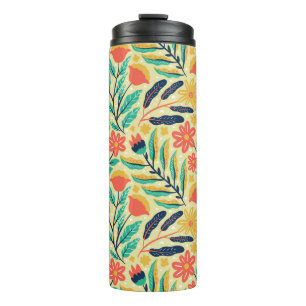 nature foliage and flower seamless pattern. nature thermal tumbler
