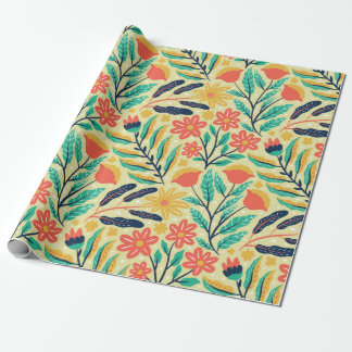 nature foliage and flower seamless pattern. nature wrapping paper