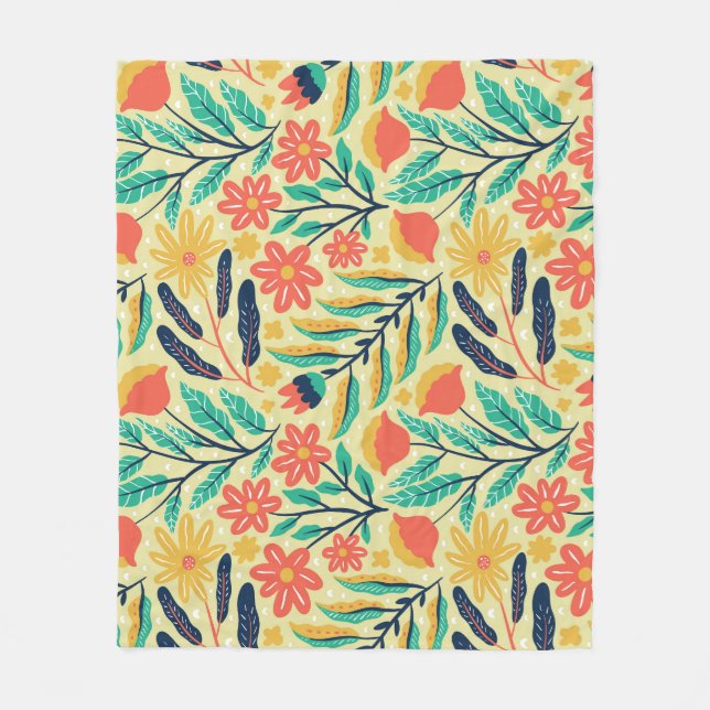 Nature Foliage: Floral Seamless Pattern. Fleece Blanket (Front)