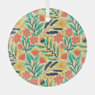 Nature Foliage: Floral Seamless Pattern. Glass Ornament