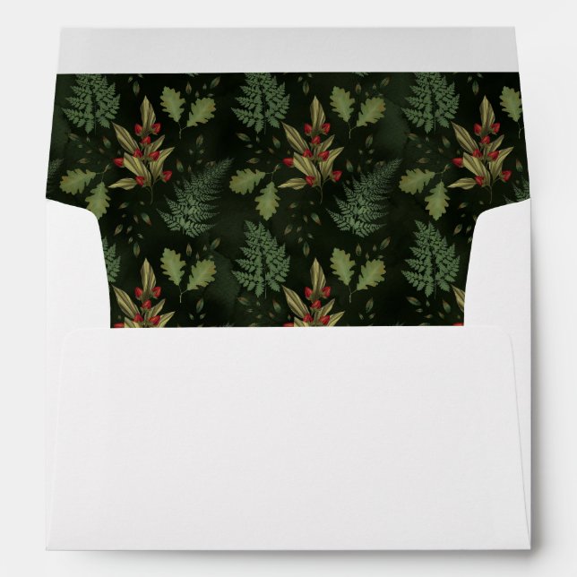 Nature Foliage Green Leaves Lined Envelope (Back (Bottom))