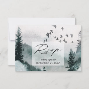Nature Forest & Birds with Meal RSVP Card