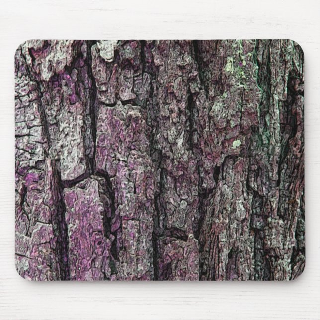 Nature Forest Old Pine Bark Purple Mouse Pad (Front)