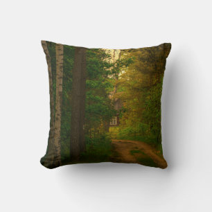 Nature Forest Rural Hut Village Belarus Throw Pillow