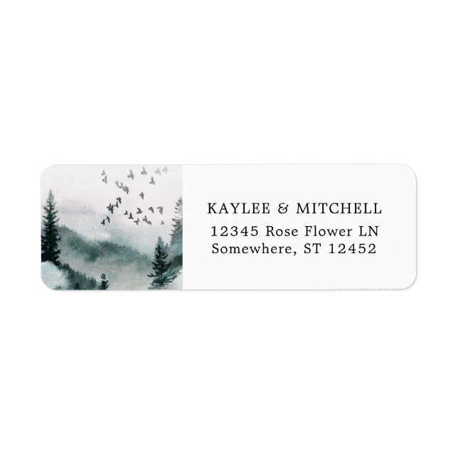 Nature Forest, Trees & Birds Return Address Label (Front)
