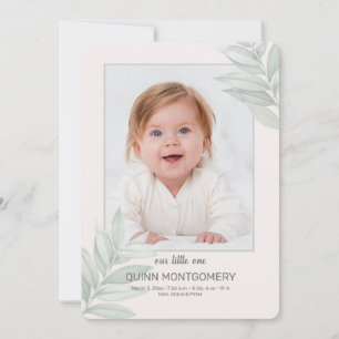 Nature Frame Photo Birth Announcement