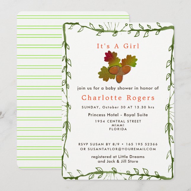 Nature From Little Acorns Baby Shower Invitation (Front/Back)