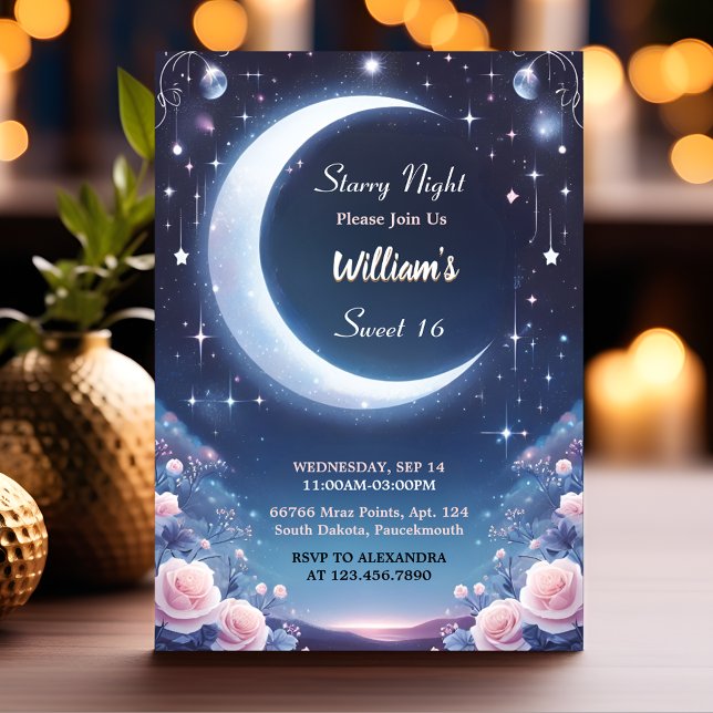 Nature Galaxy Mystical Starry Night Sweet 16 Invitation (Creator Uploaded)