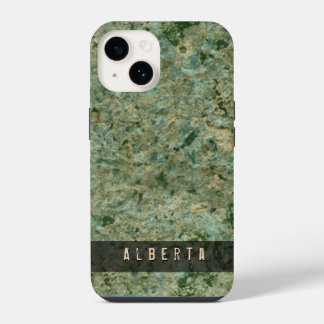 Nature Geology Green Rock Texture Custom Name iPhone 14 Case