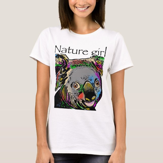 Nature girl koala rainbow animals T-Shirt (Front)