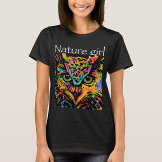 Nature girl owl rainbow animals T-Shirt