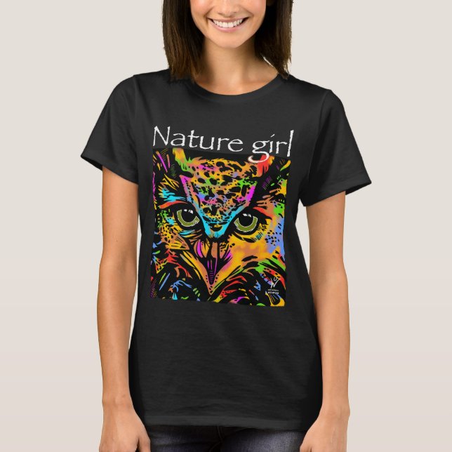 Nature girl owl rainbow animals T-Shirt (Front)